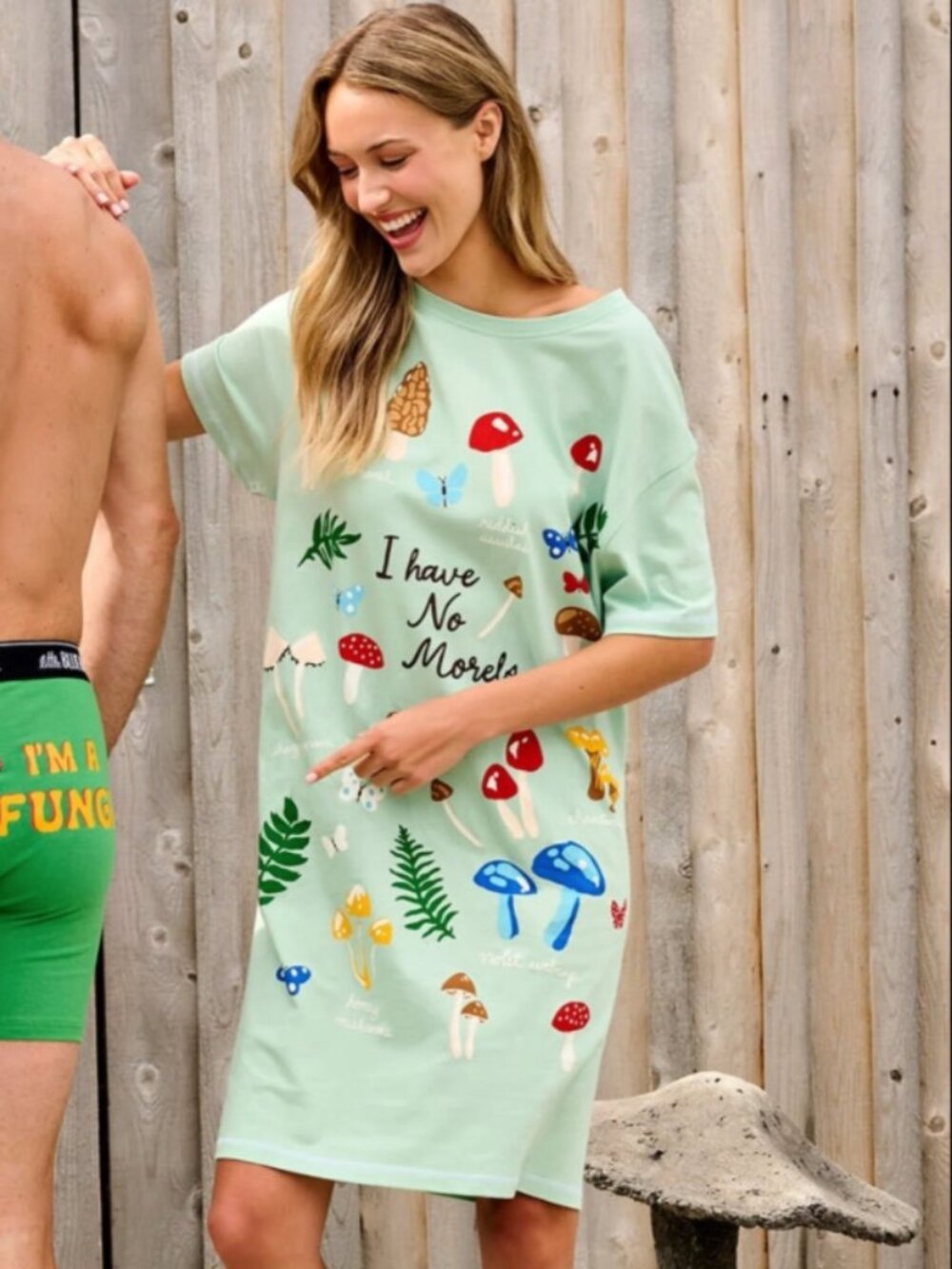 Little Blue House Mint Green "I HAVE NO MORALS" Mushroom Sleep Shirt NWT